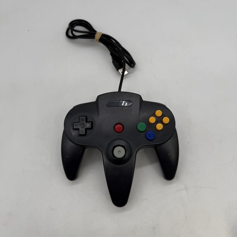USB Wired Classic Black Controller For Nintendo 64 N64 Very Good 9E Untested